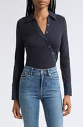 Veronica Beard Brenner Rib Button-Up Shirt