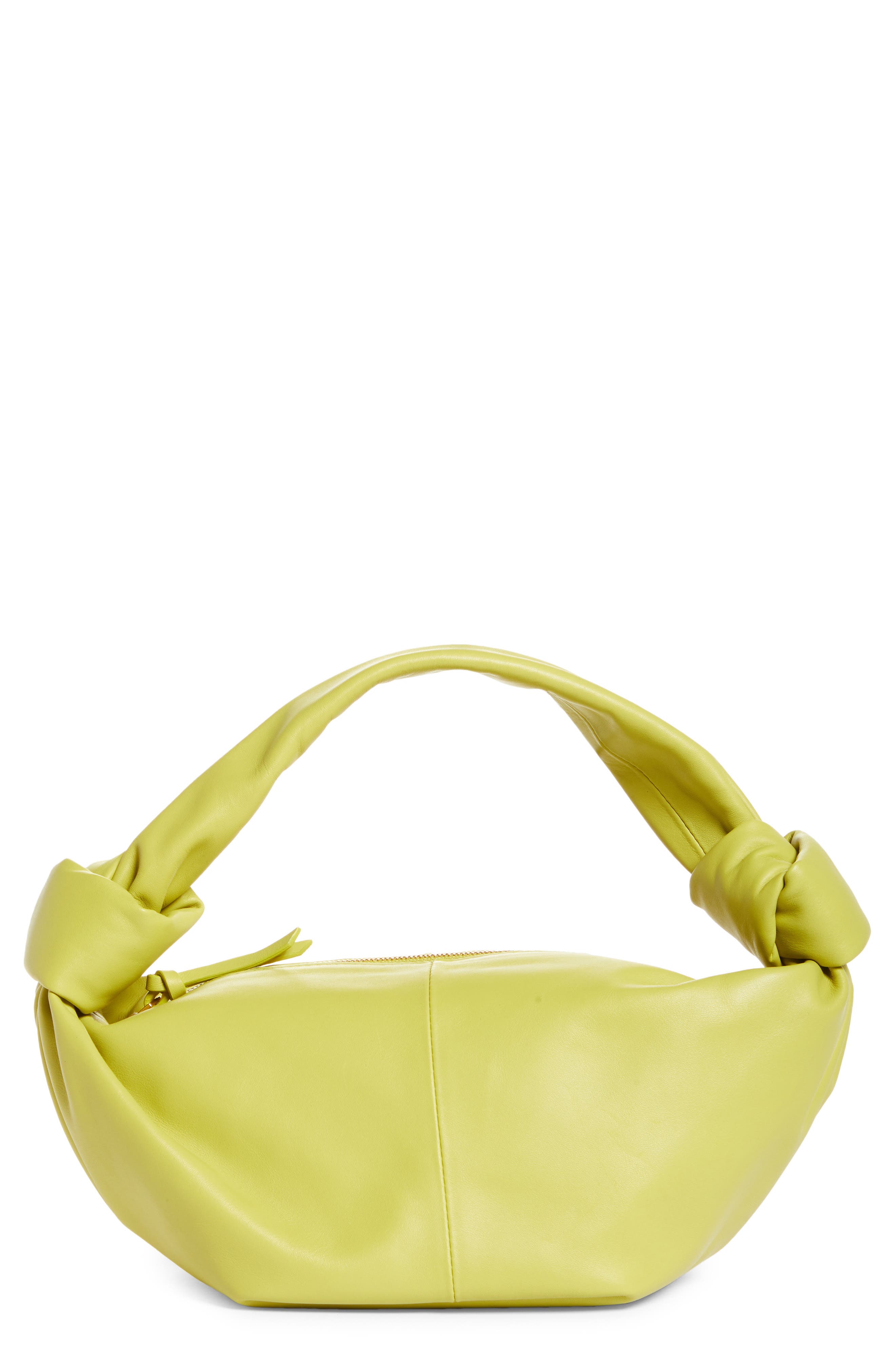 Mini Leather Hobo, Main, color, KIWI/ GOLD