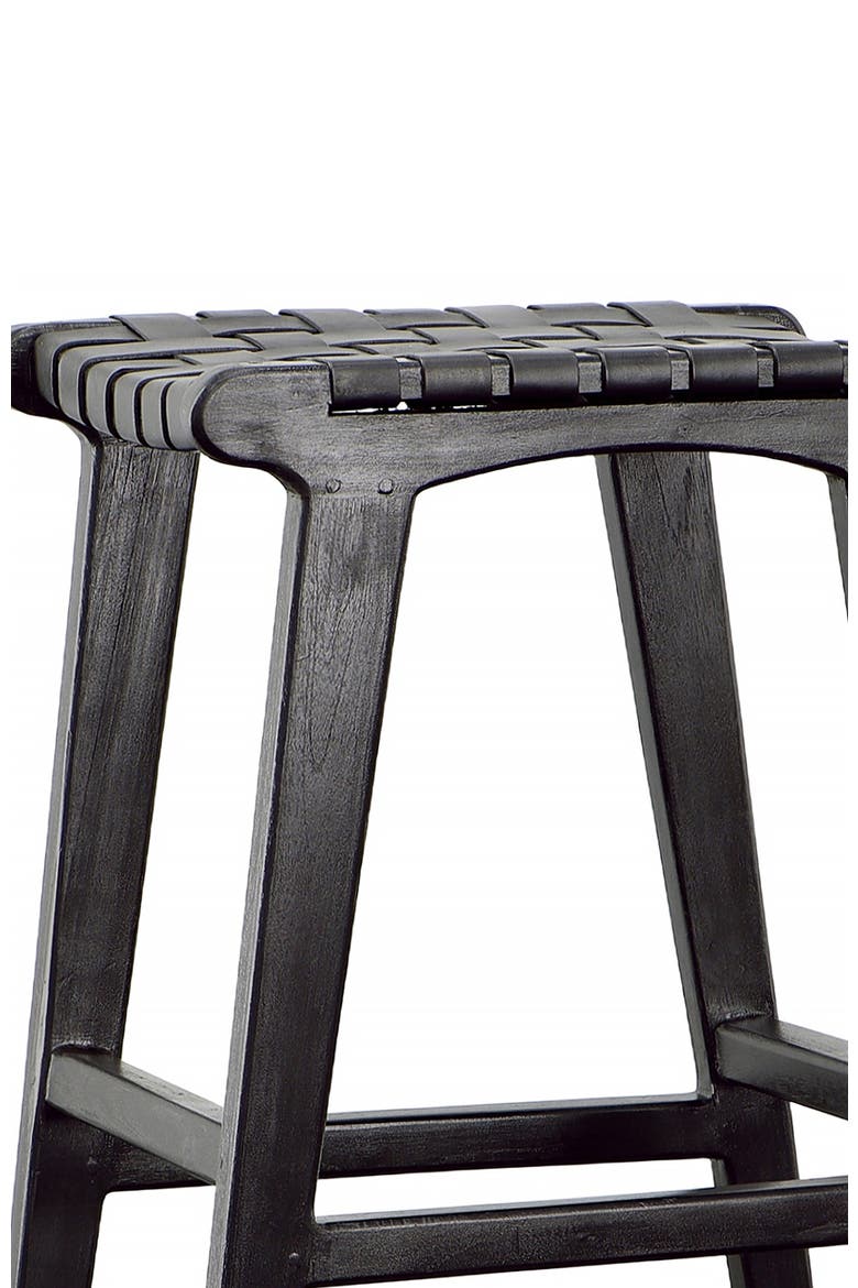 Dorian Teak Wood Counter Stool, Alternate, color, Black