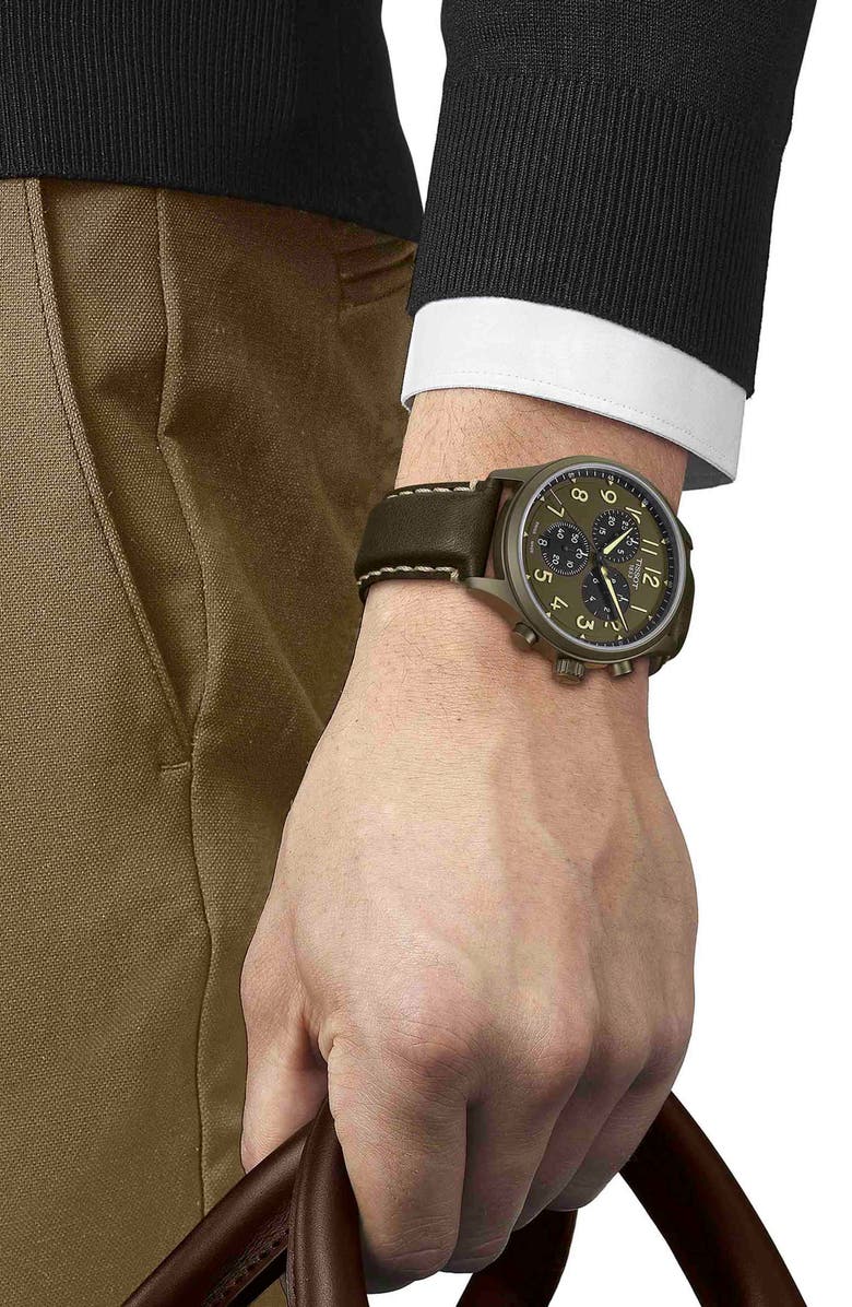 Tissot Chrono XL Chronograph Leather Strap Watch, 45mm, Alternate, color, Beige