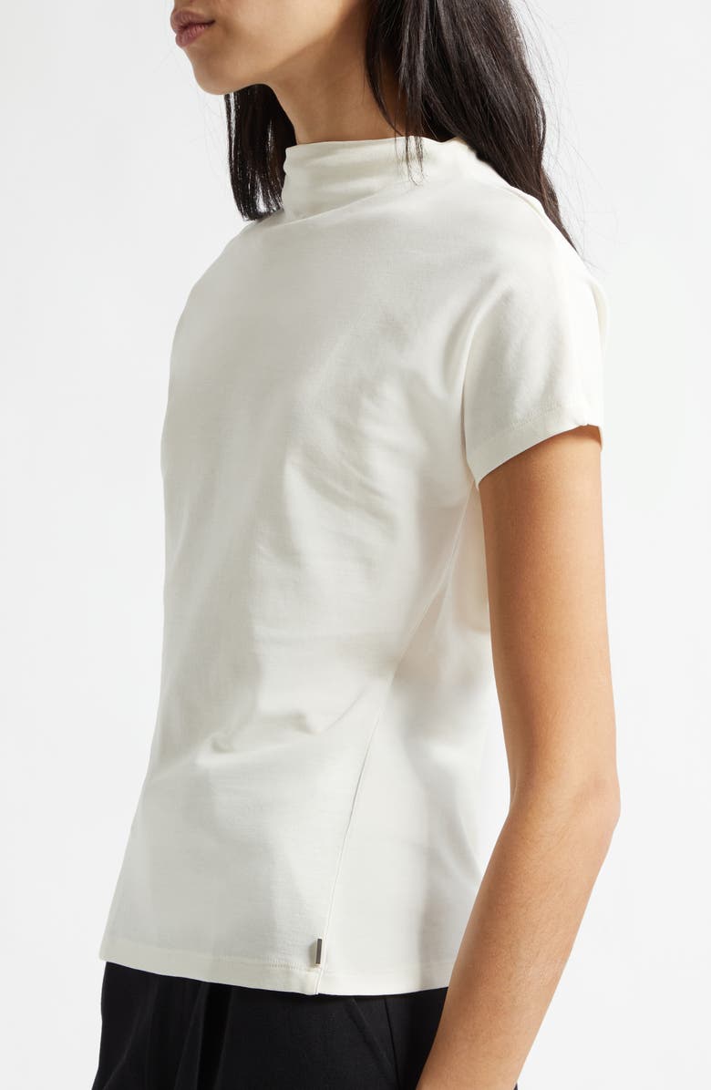 BOSS Ecrei Mixed Media Cotton T-Shirt, Alternate, color, Soft Cream