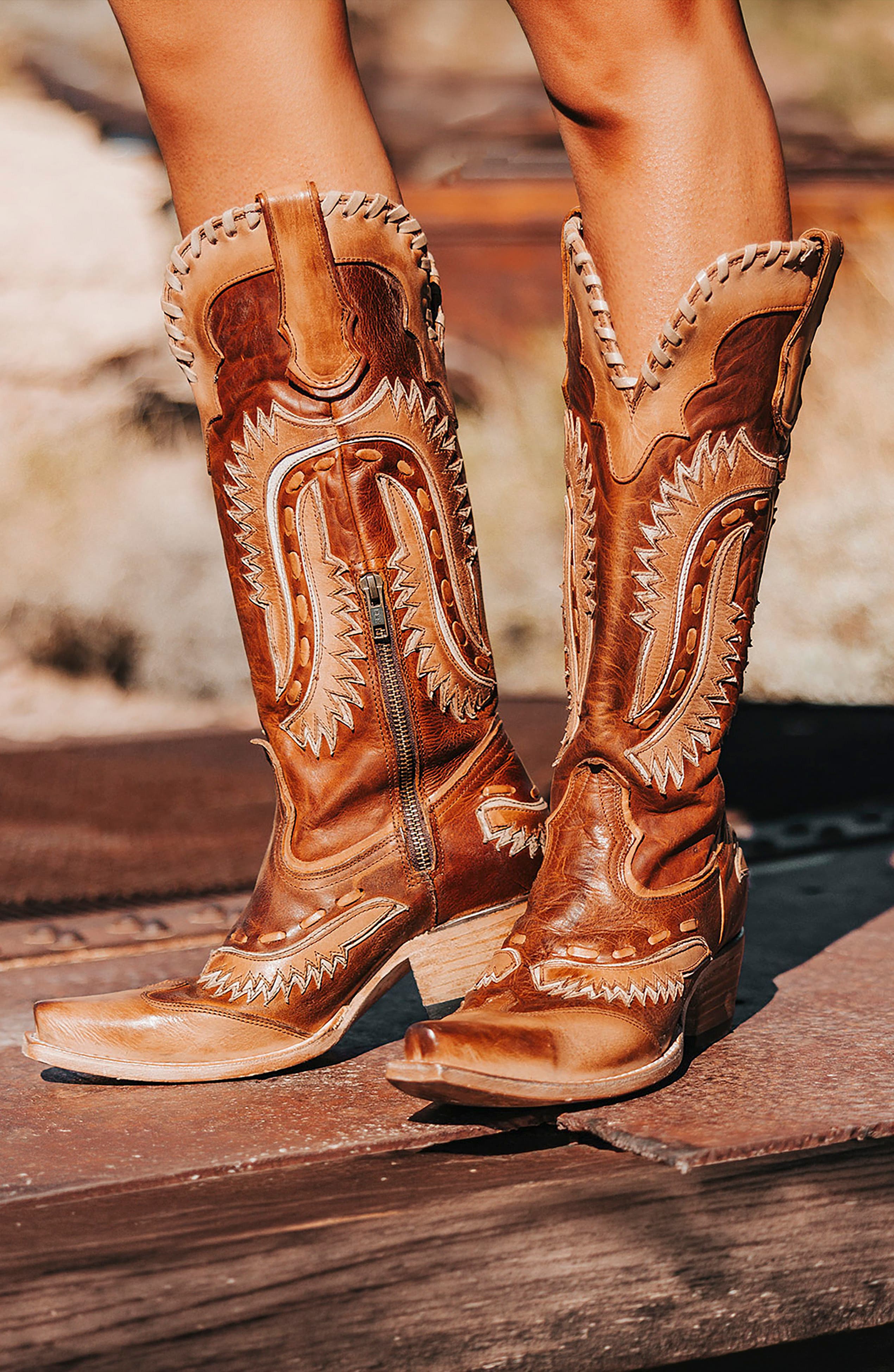 Wayne Leather Western Boot, Alternate, color, COGNAC MULTI