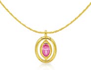 LA MENO Oval Birthstone Pendant Necklace