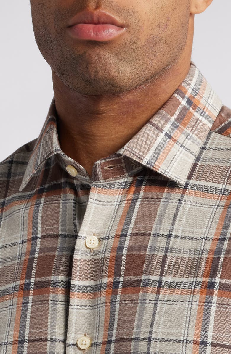 Scott Barber Plaid Cotton Herringbone Button-Up Shirt, Alternate, color, 