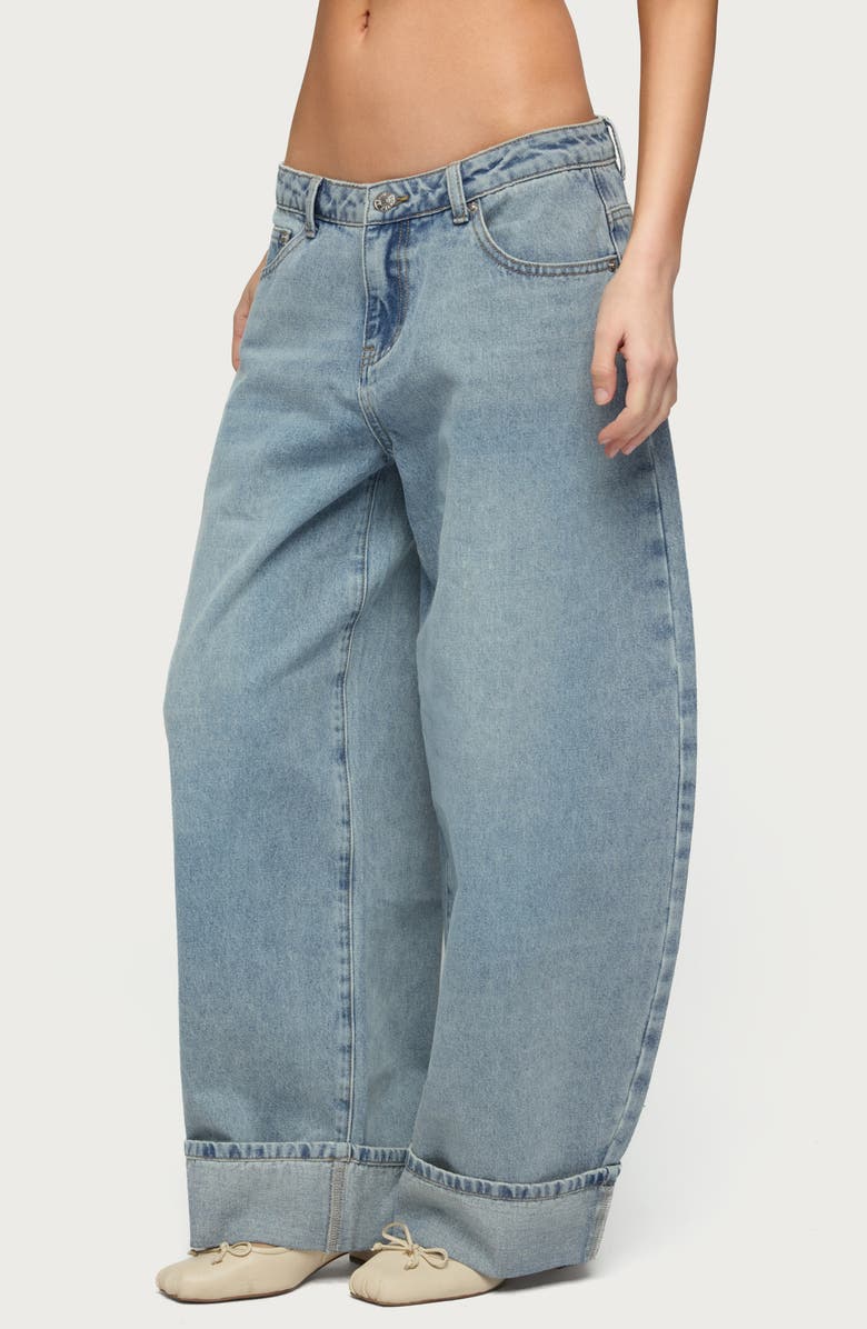 EDIKTED Kella Low Rise Baggy Wide Leg Jeans, Alternate, color, 