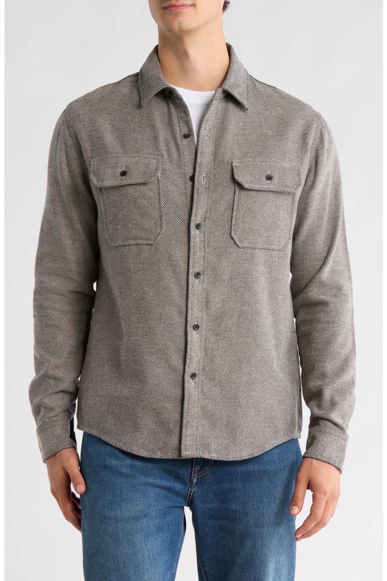 Stripe Cotton Flannel Overshirt, Main, color, HEATHER GREY