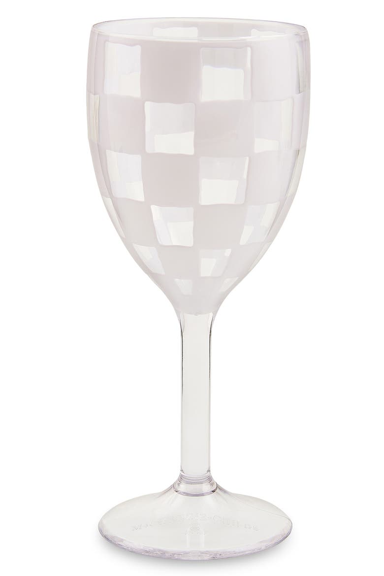Set of 4 White Check Acrylic Wine Goblets, Alternate, color, WHITE
