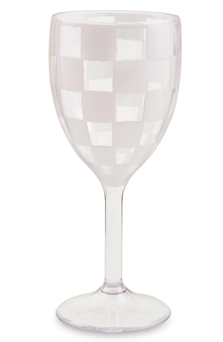 MACKENZIE CHILDS Set of 4 White Check Acrylic Wine Goblets, Alternate, color, White