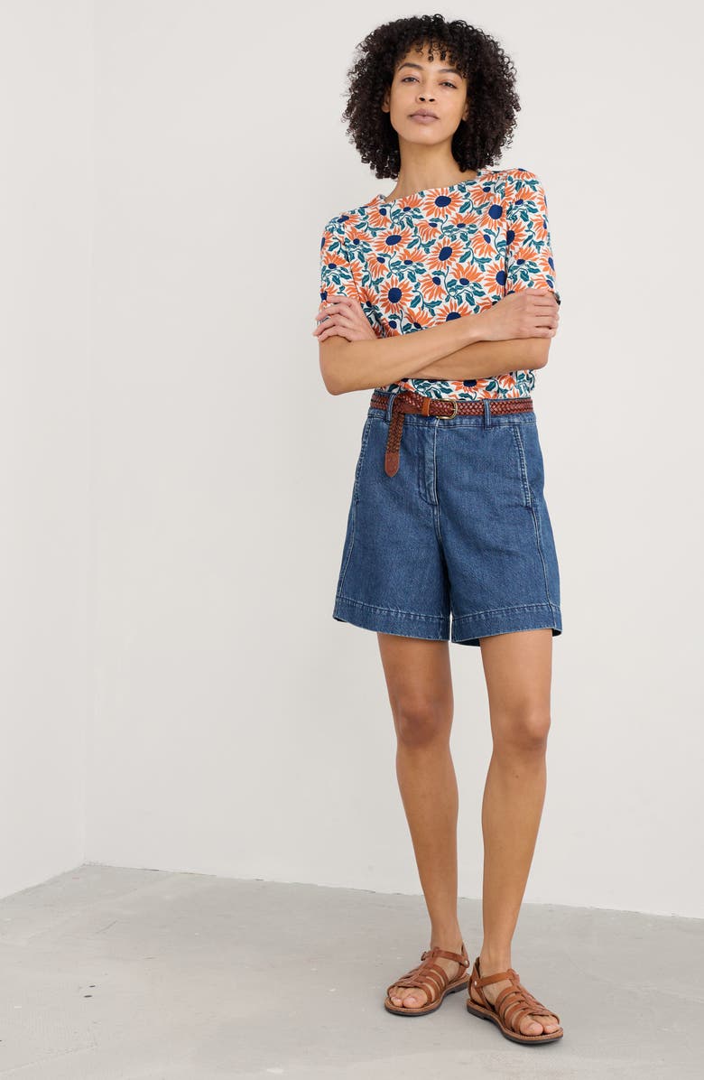 Seasalt Cornwall Poisson Print Organic Cotton Shirt, Alternate, color, Bold Sunflower Chalk