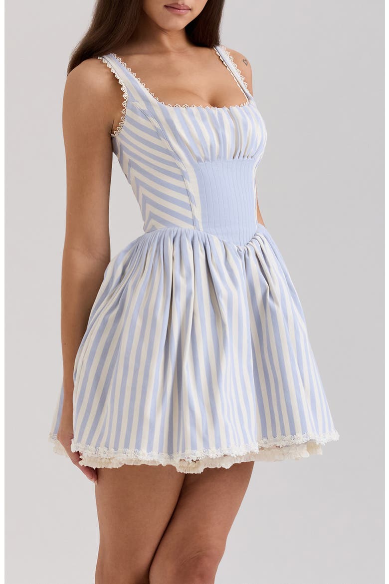 Liesl Stripe Corset Minidress, Alternate, color, STRIPE BLUE