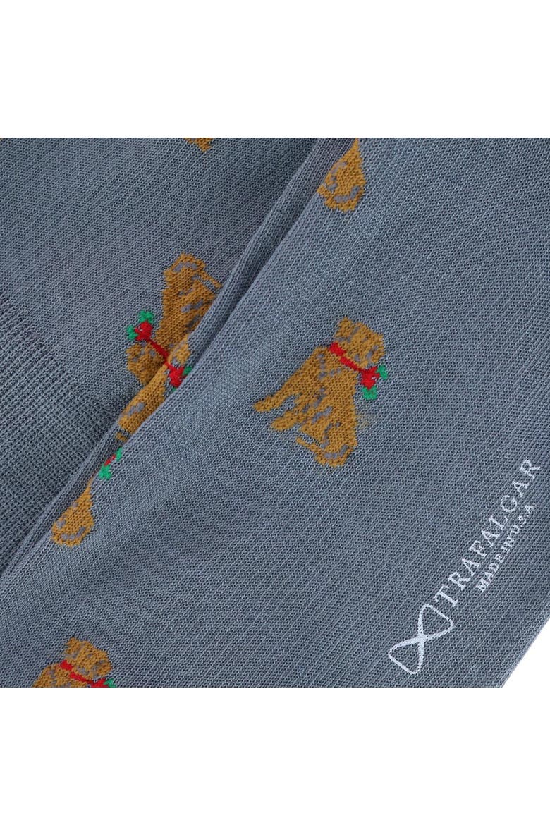 Chestnut the Winter Pup Over The Calf Mercerized Cotton Socks, Alternate, color, Steel Grey
