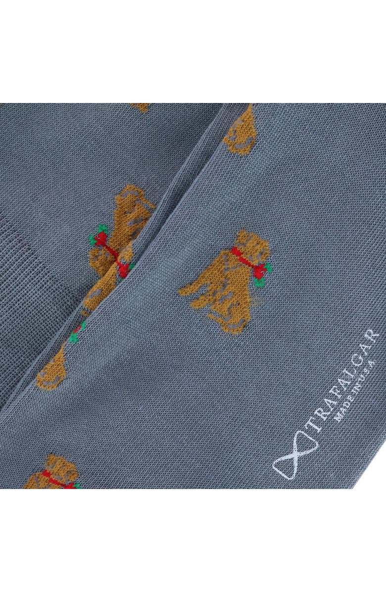 Trafalgar Chestnut the Winter Pup Over The Calf Mercerized Cotton Socks, Alternate, color, Steel Grey