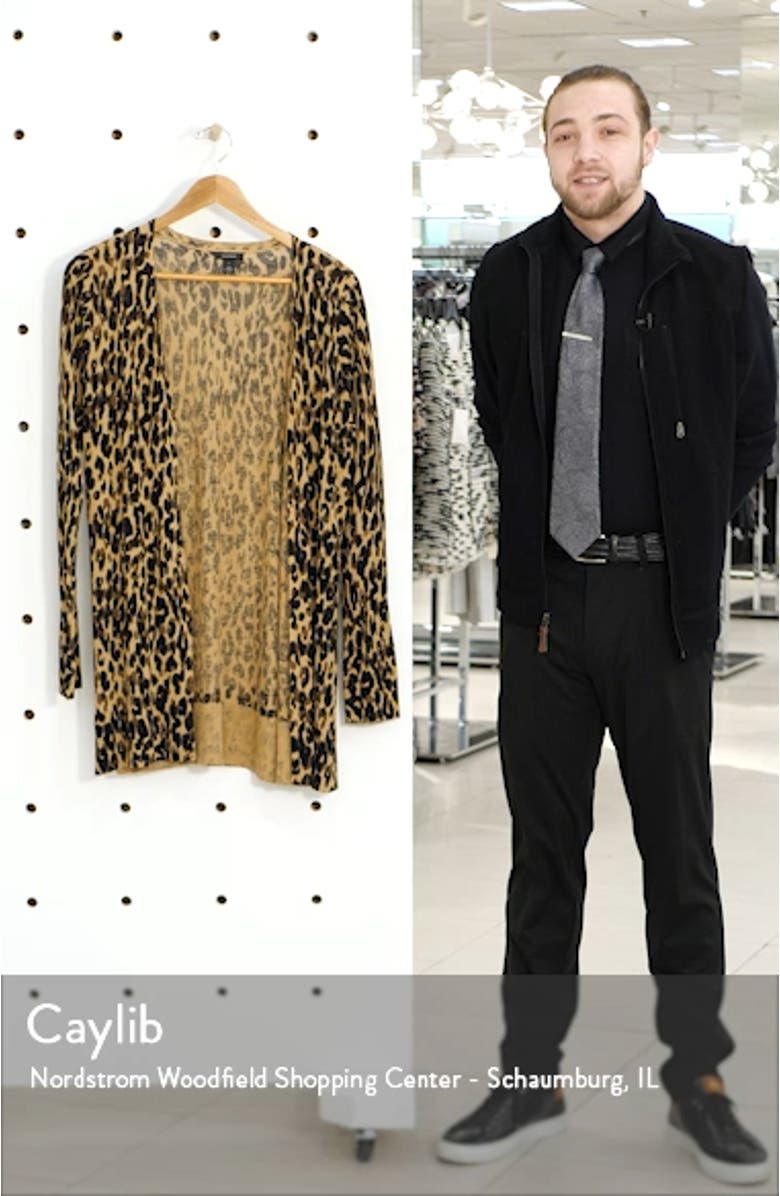 Leopard Print Linen Blend Cardigan, sales video thumbnail