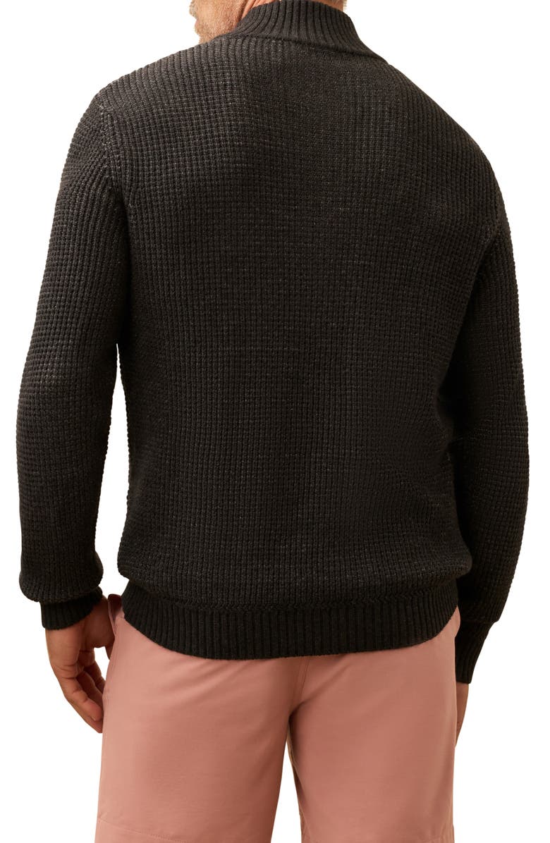Faherty Quarter Button Organic Cotton & Cashmere Sweater, Alternate, color, Graphite Night