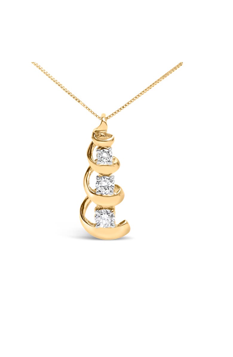 Haus of Brilliance 10k Yellow Gold 1/4 Cttw Diamond 3 Stone Swirl and Drop Pendant Necklace, Main, color, Yellow Gold