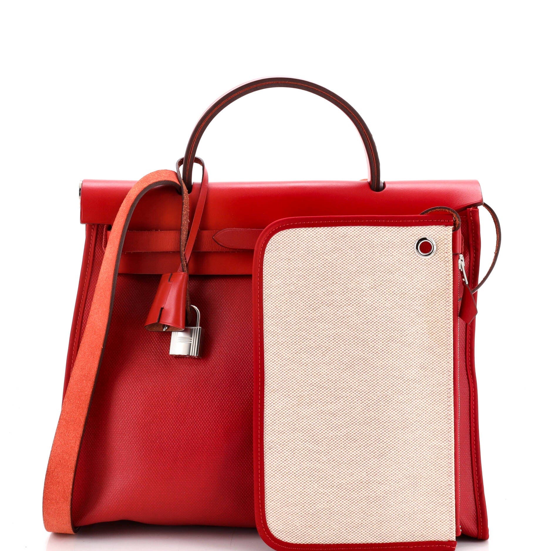 Herbag Zip Berline Vache Canvas and Leather 31, Alternate, color, Red