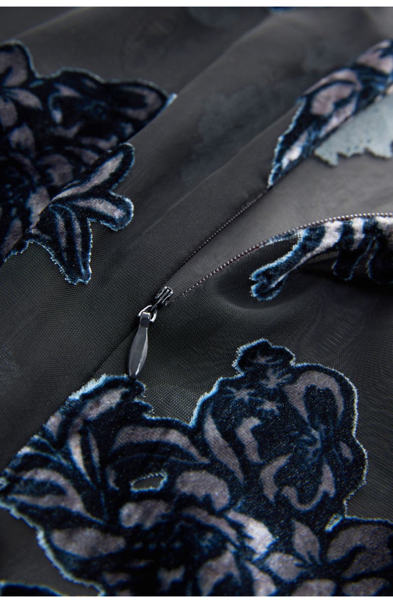 NEXT Burnout Flocked Sheer Mesh Top, Alternate, color, Black