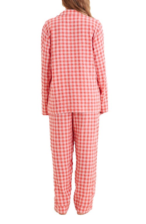 Shop Papinelle Seersucker Gingham Pajamas In Nautical Red/rosewater