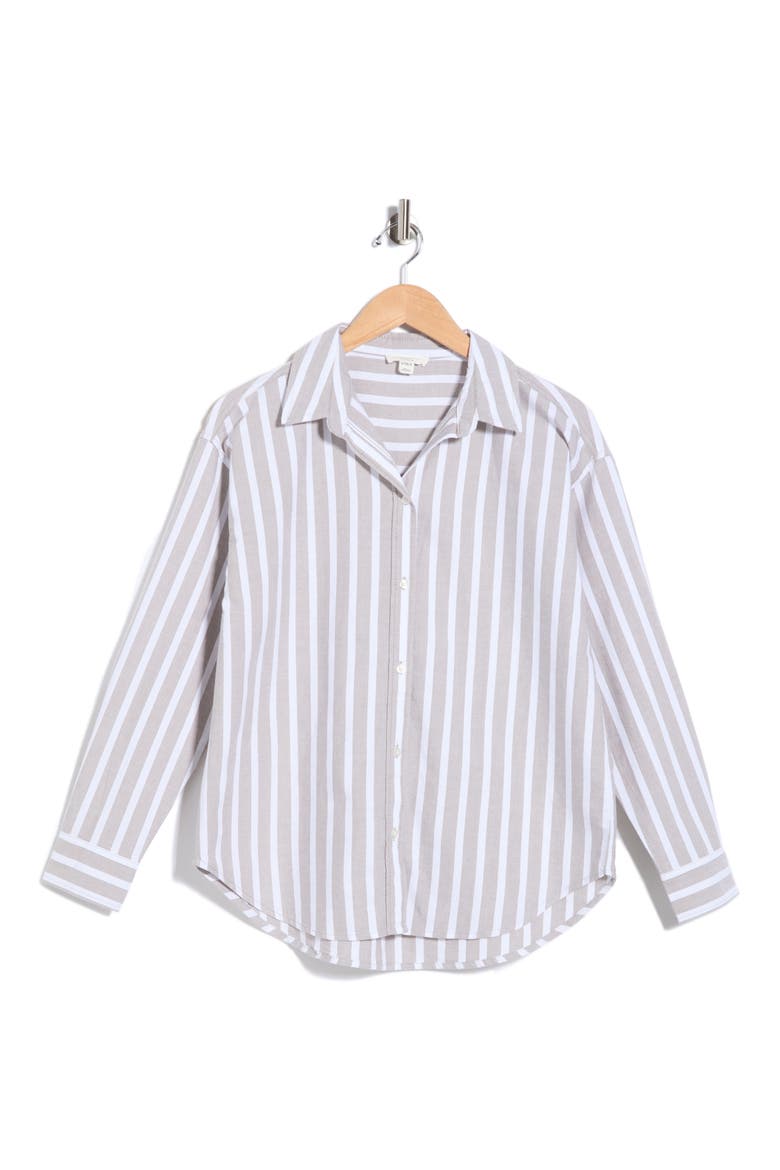 Cidney Oversize Cotton Button-Up Shirt, Main, color, EARTHY SAGE