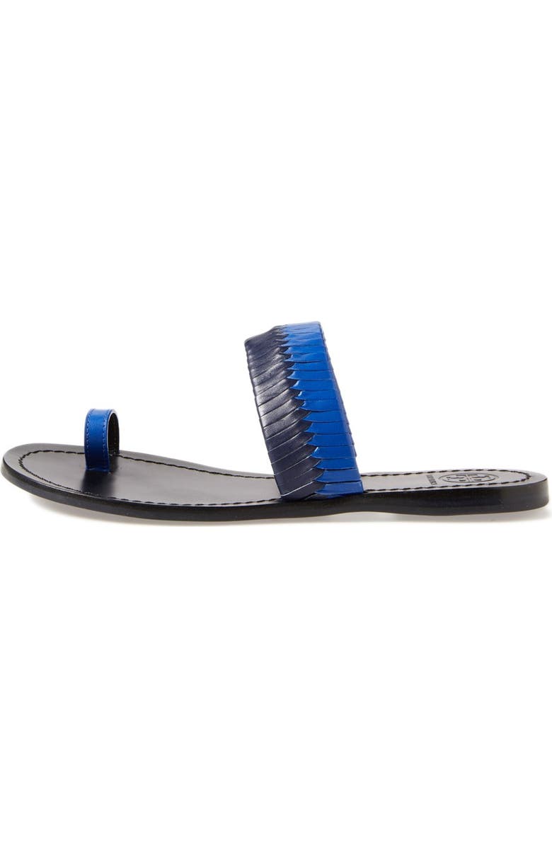 Tory Burch Two-Tone Woven Leather Sandal, Alternate, color,