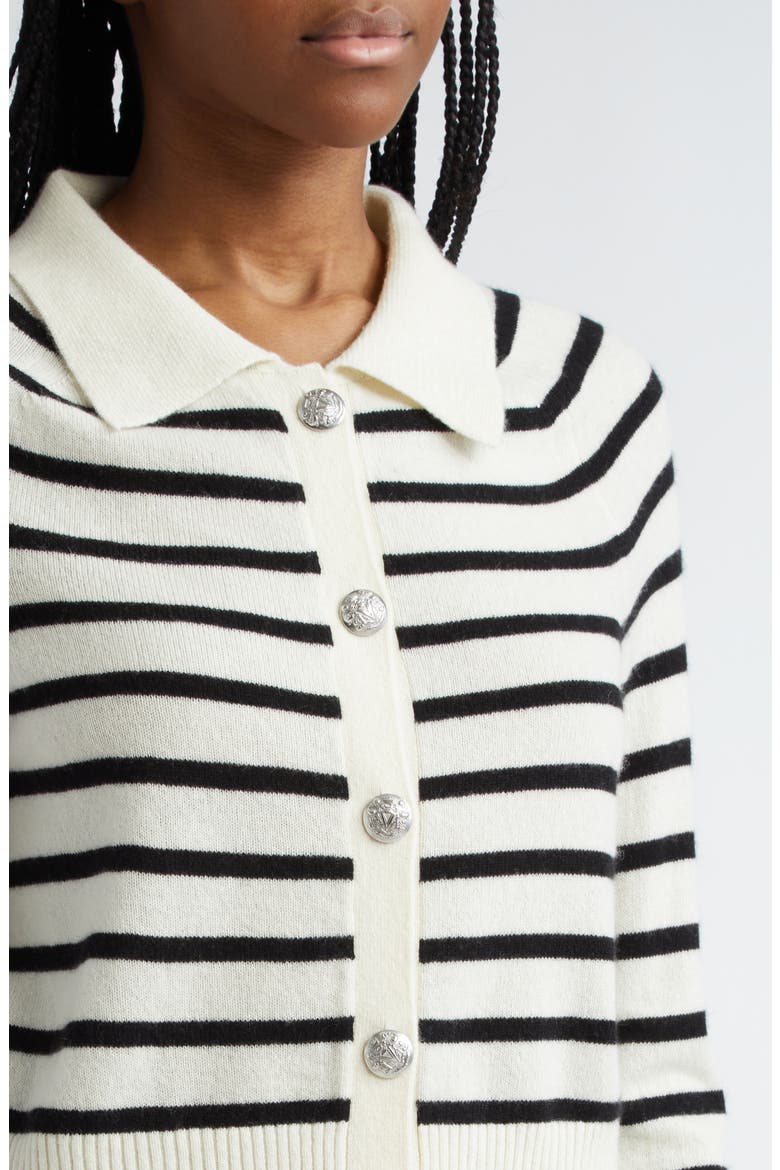 Cheshire Cashmere Cardigan Sweater, Alternate, color, OFF WHITE BLACK