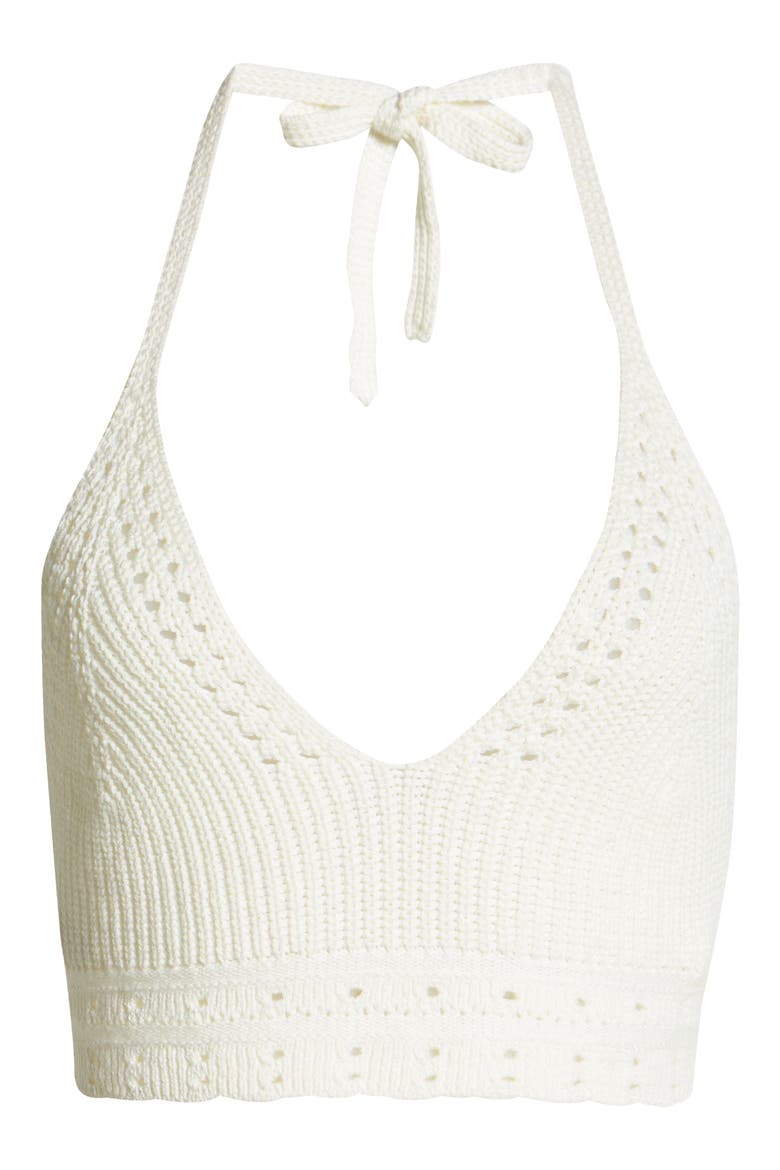 Shaker Stitch Sweater Halter Top, Alternate, color, IVORY