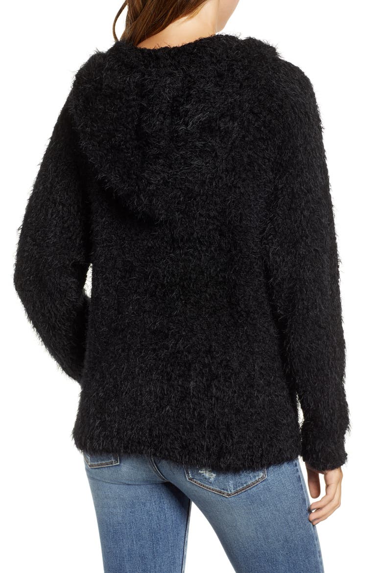 Eyelash Knit Hoodie, Alternate, color, BLACK
