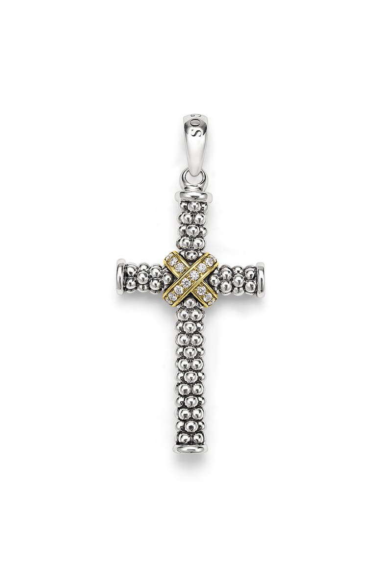 LAGOS Anthem Diamond Cross Pendant, Main, color, Silver