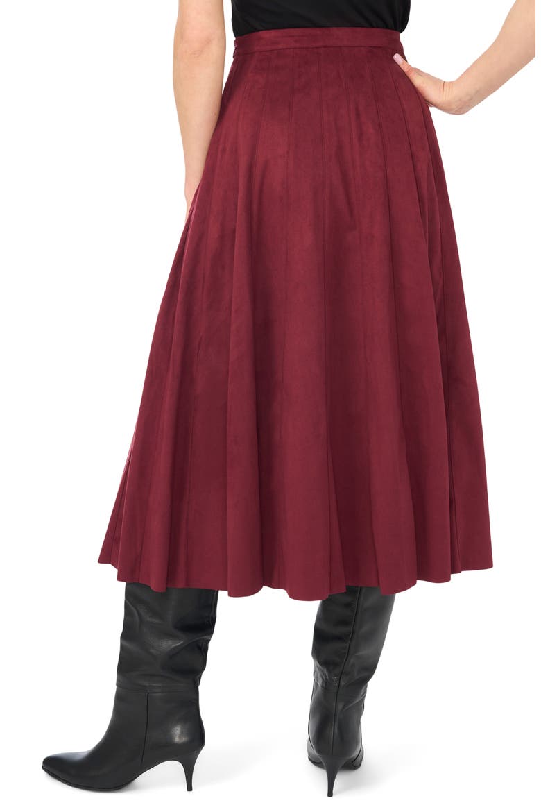 Panelled Pintuck Faux Suede Midi Skirt, Alternate, color, WINTERBERRY