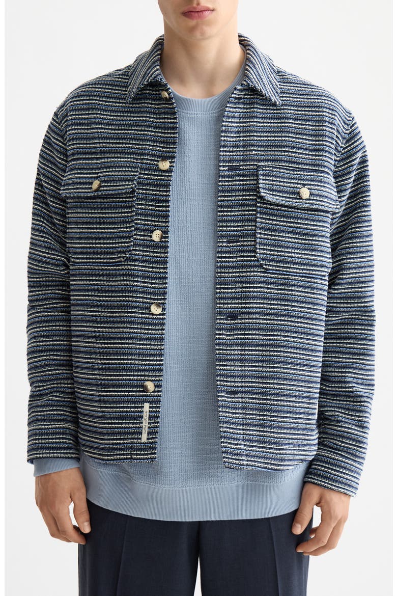 Stripe Structured Overshirt, Main, color, BLUE STRIPE