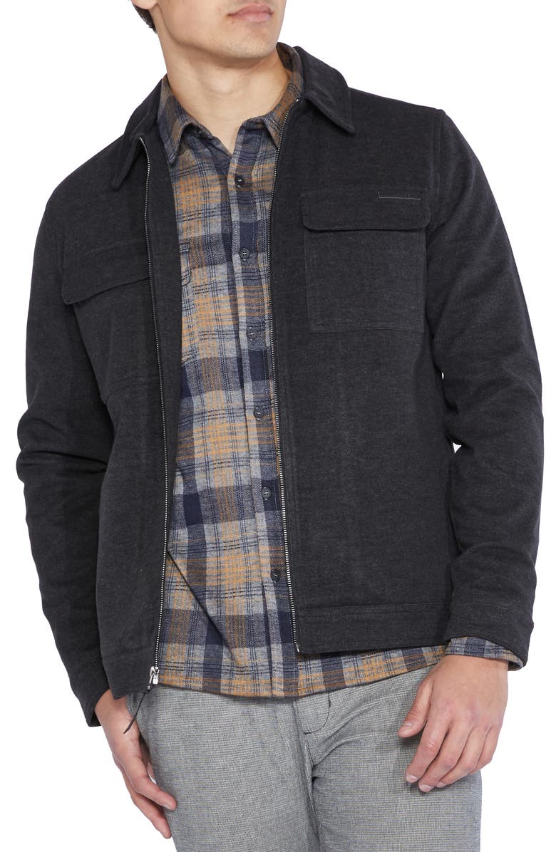 Civil Society Zip Trucker Jacket, Main, color, Heather Black