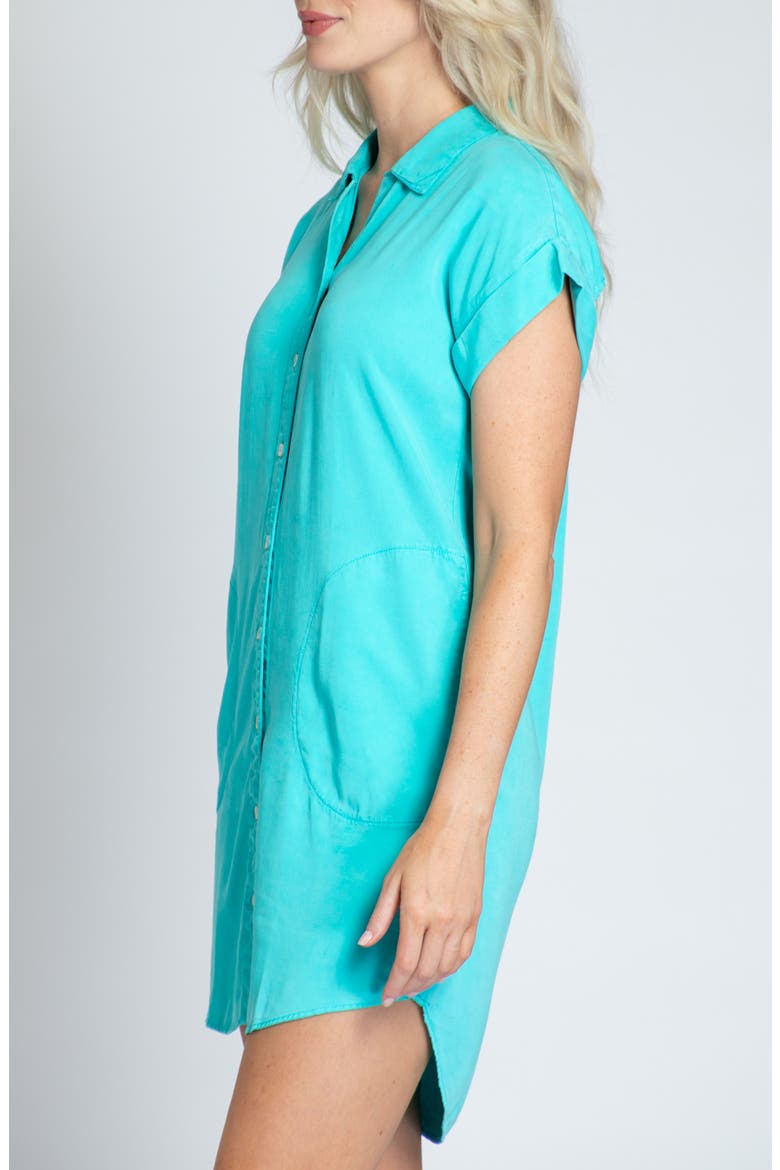 Short Sleeve Shirtdress, Alternate, color, TURQUOISE