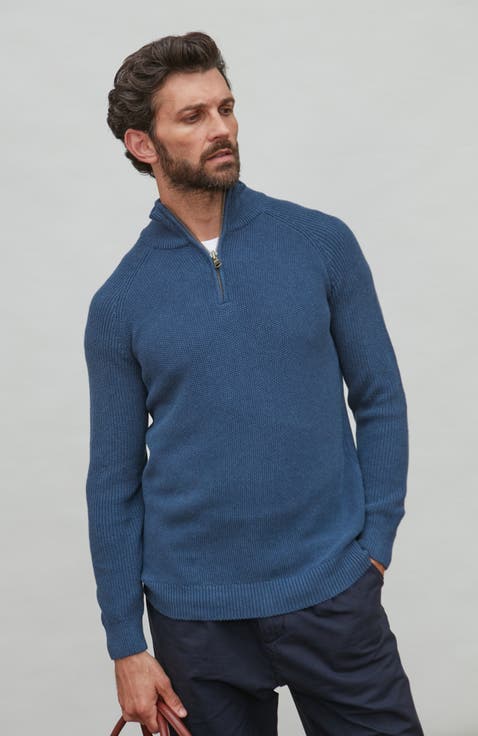 Midweight 100% Cotton Zip Neck Sweater