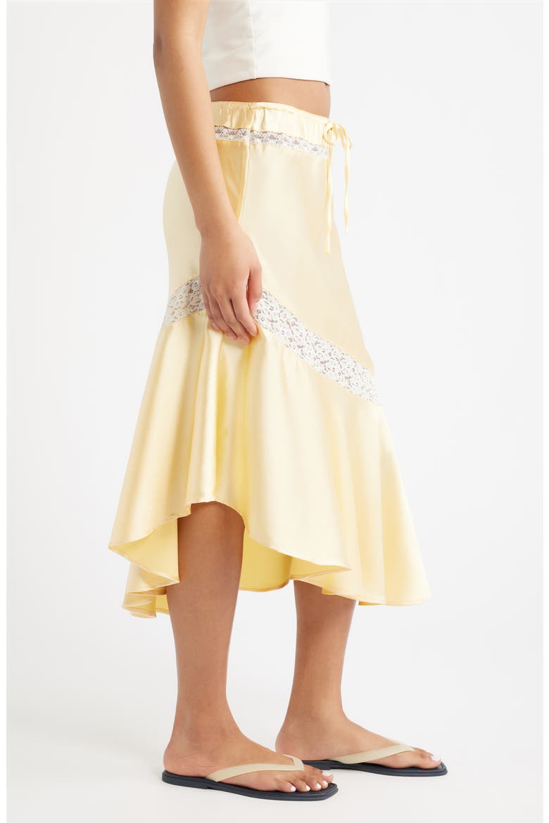 Delphia Lace Inset Asymmetric Satin Skirt, Alternate, color, YELLOW