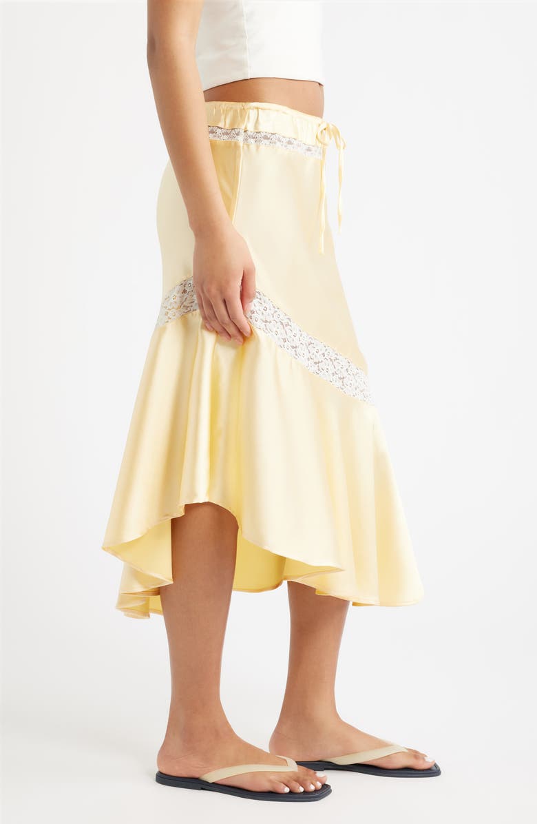 Damson Madder Delphia Lace Inset Asymmetric Satin Skirt, Alternate, color, Yellow