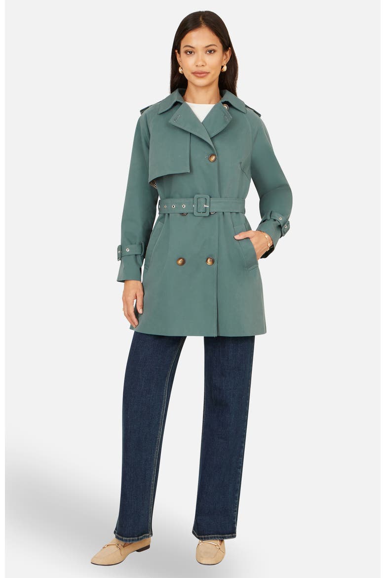 Belted Trench Coat, Alternate, color, Blue