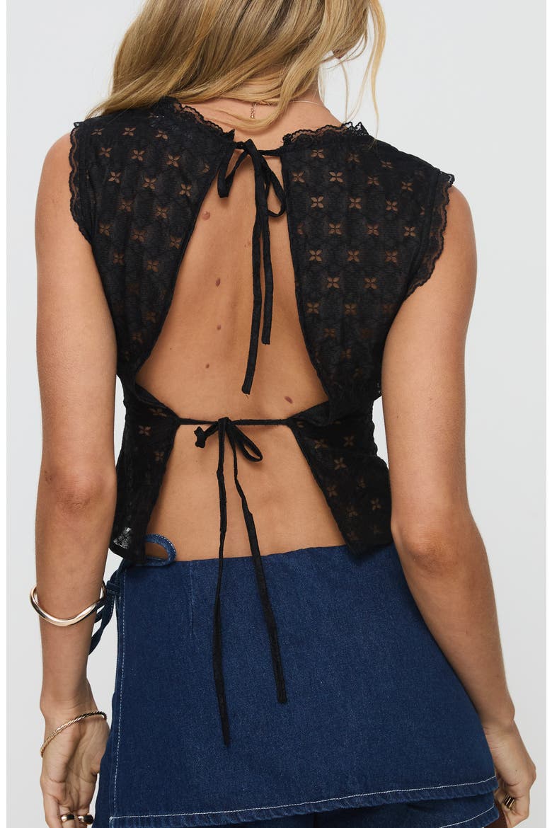 Gimmie Lace Tie Back Sleeveless Top, Alternate, color, BLACK
