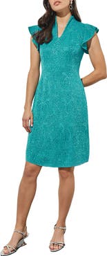 Ming Wang Jacquard Sheath Sweater Dress