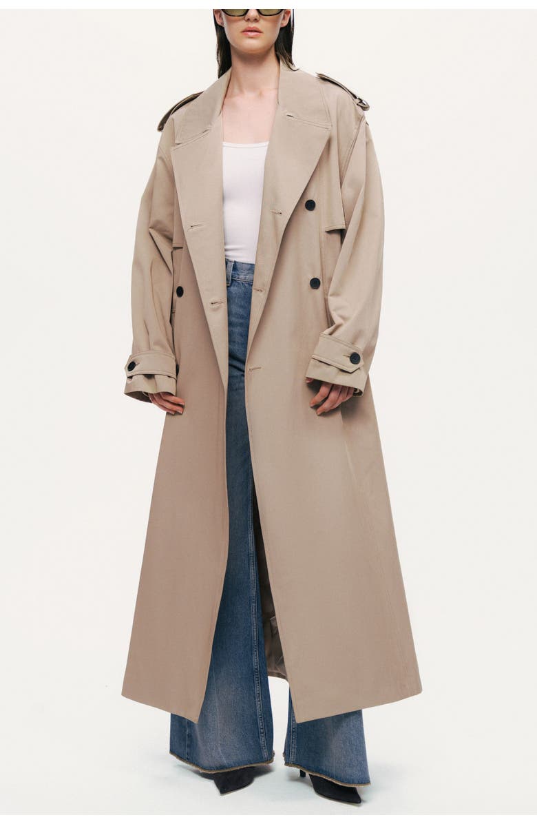 Nocturne Oversized Double-Breasted Trench Coat, Main, color, Beige