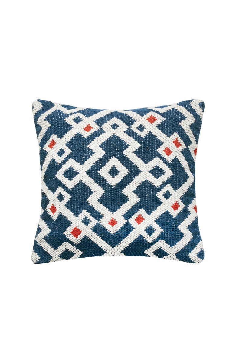 carol & frank Reggie Indigo Blue Hand-Loomed Cotton Decor Throw Pillow, 20" x 20" Cover And Insert Set, Main, color, Blue