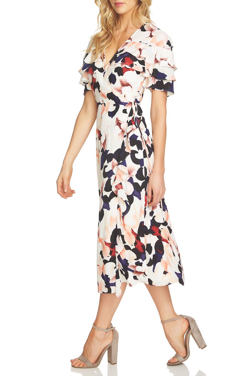 1.STATE Floral Wrap Midi Dress, Alternate, color, 