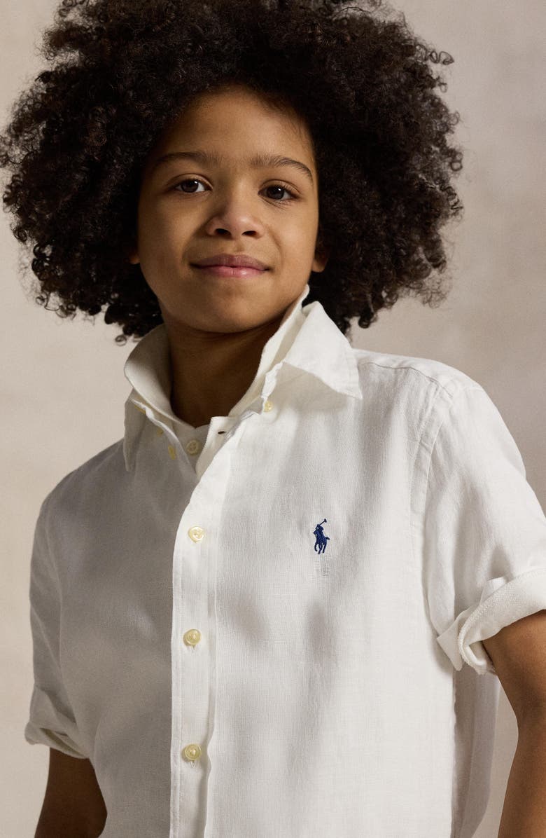 Polo Ralph Lauren Kids' Linen Button-Down Shirt, Alternate, color, White