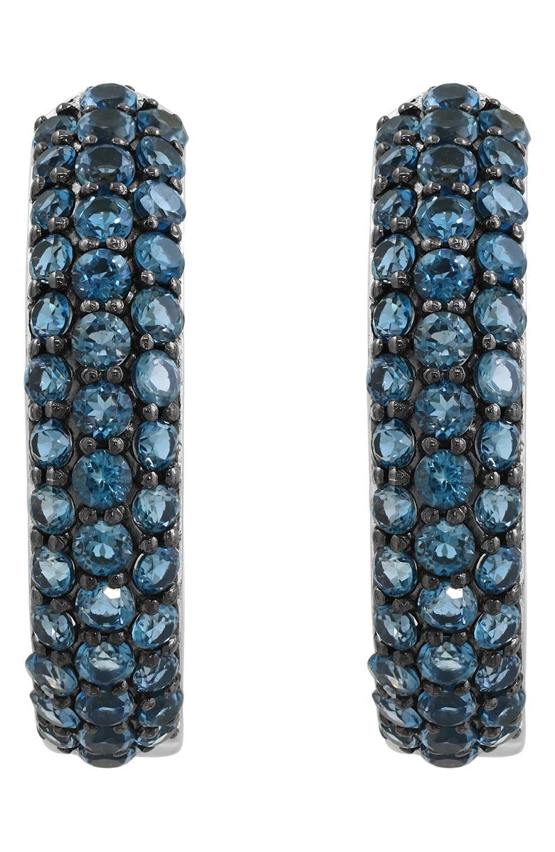 EFFY Sterling Silver London Blue Topaz Huggie Hoop Earrings, Alternate, color, Blue