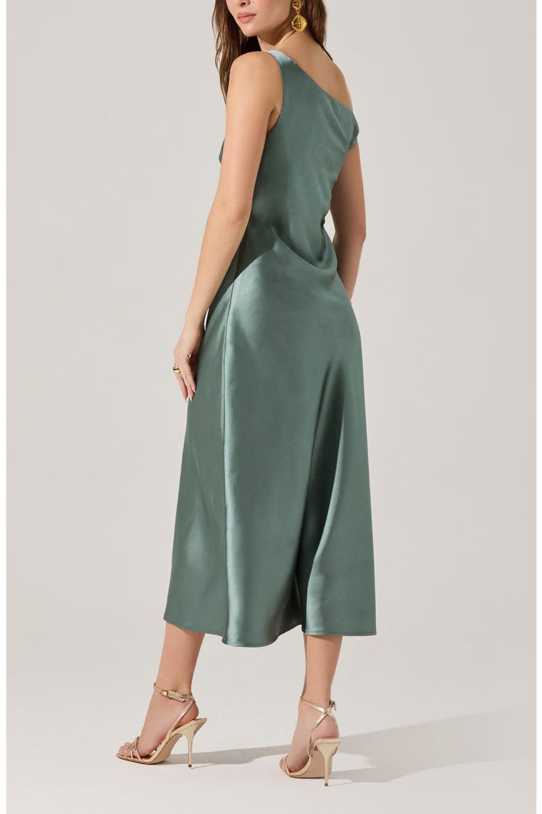 Elain One-Shoulder Satin Dress, Alternate, color, SAGE