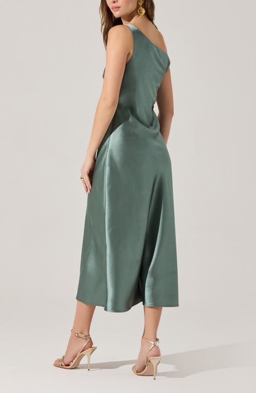 Astr The Label Elain One-shoulder Satin Dress In Green