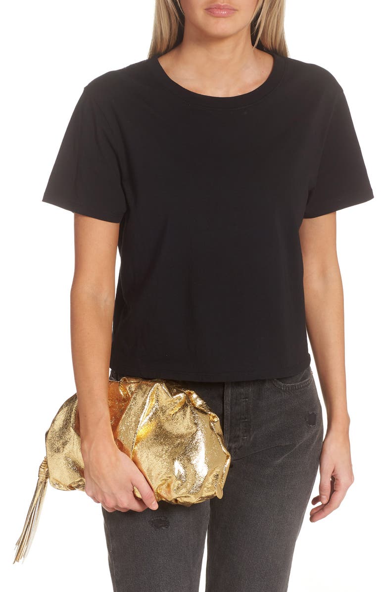 Rebecca Minkoff Ruched Faux Leather Clutch, Alternate, color, Solid Gold