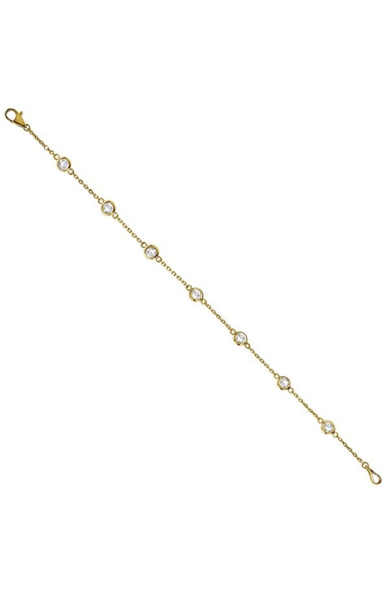 ALLUREZ Lab Diamond Anklet Bracelet Bezel Set 14K, Alternate, color, 1.0Ct,Yellow Gold