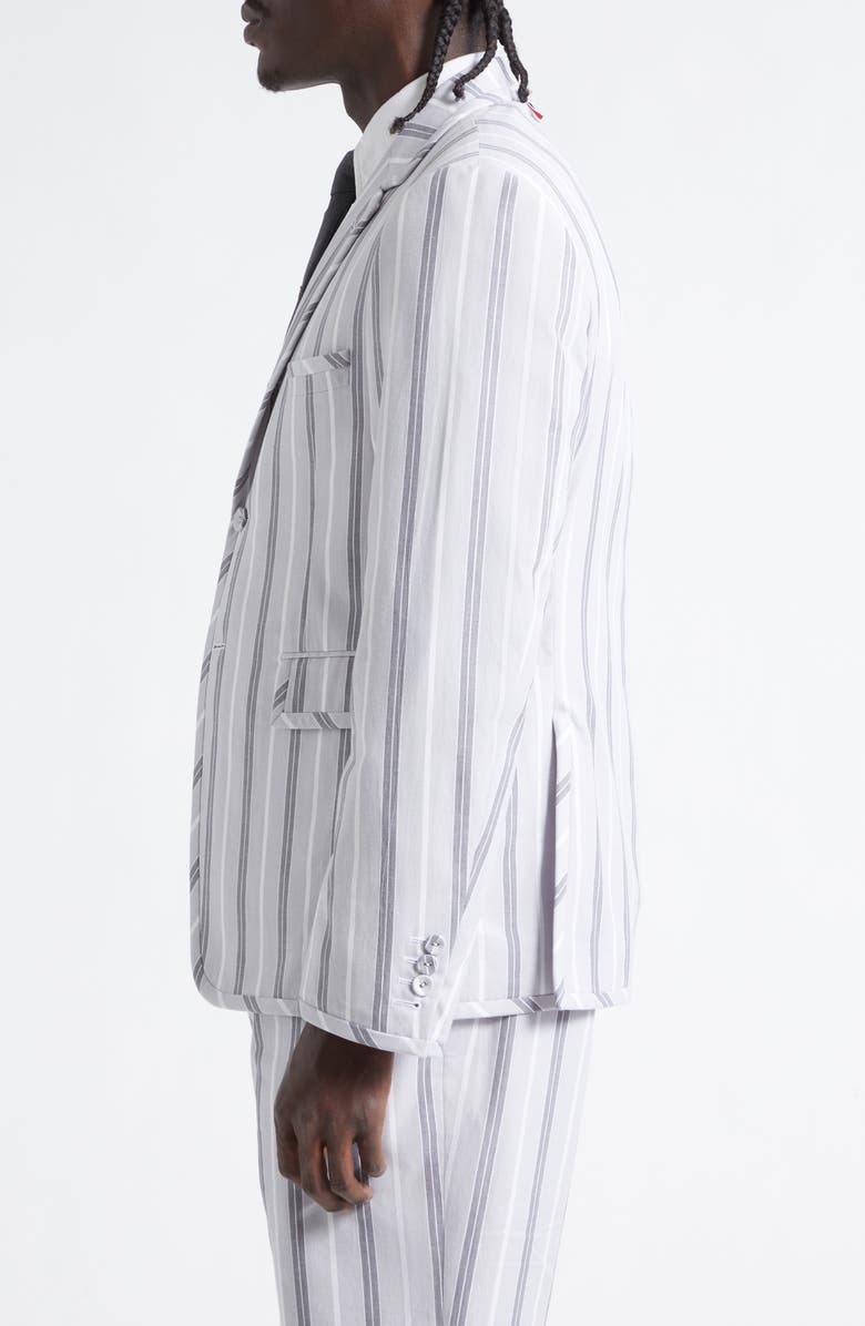 Thom Browne Madras Repp Stripe Cotton Sport Coat, Alternate, color, Medium Grey