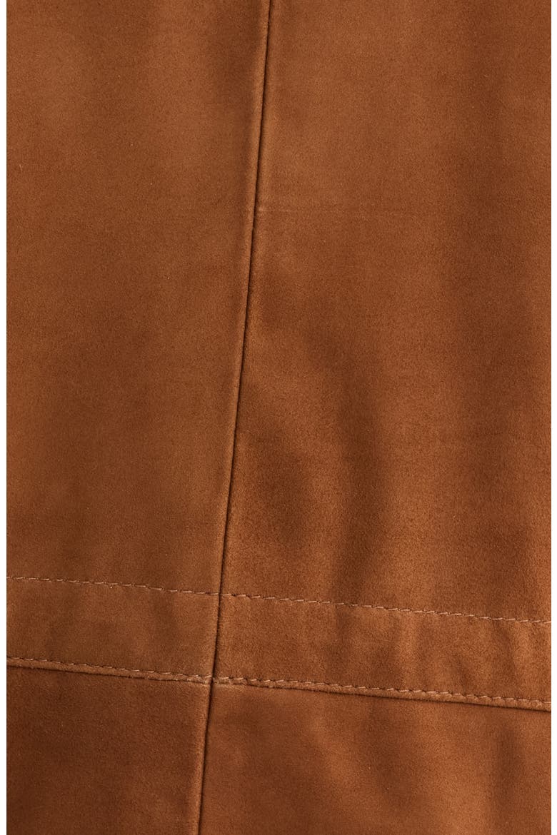 Cinched Waist Leather Suede Jacket, Alternate, color, TOBACCO