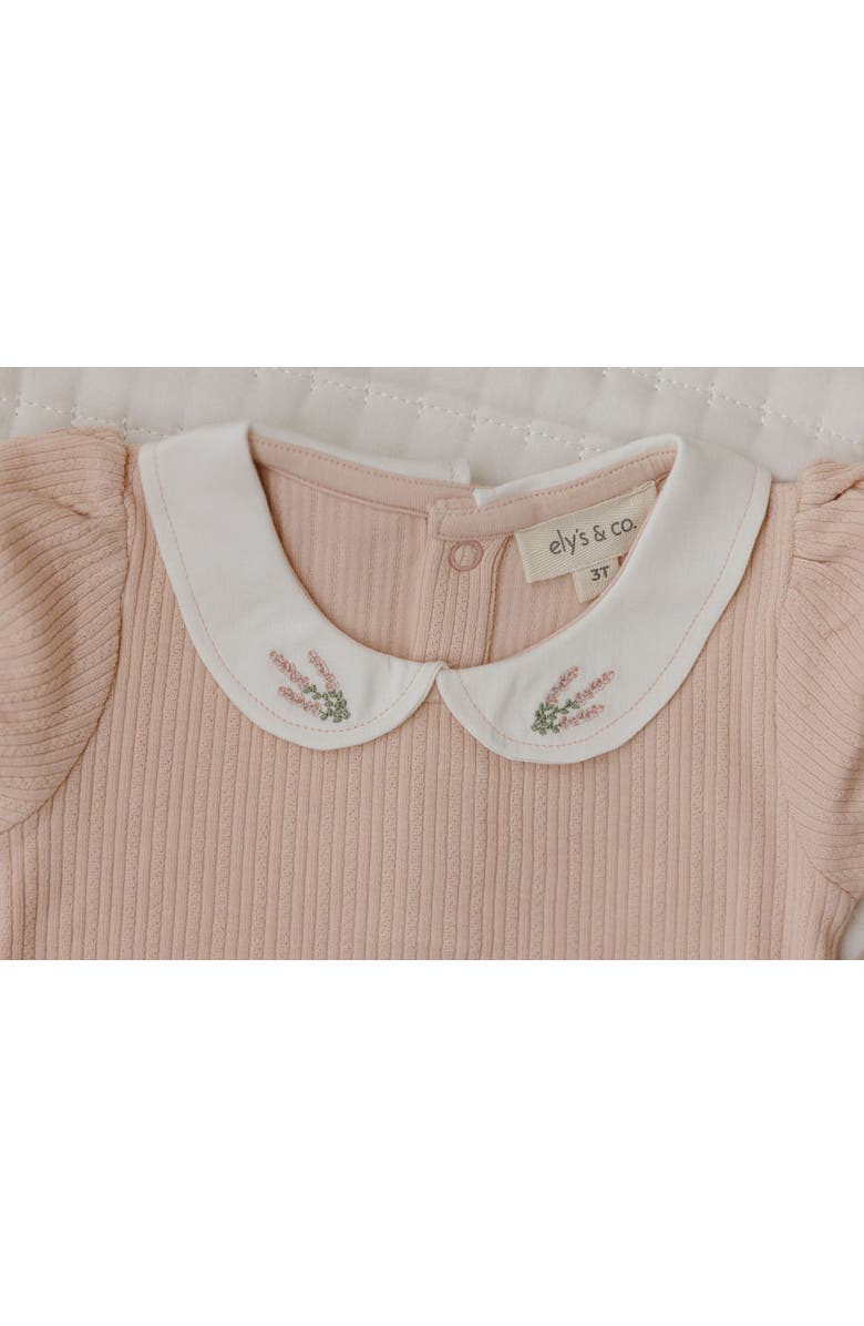 Ely's & Co. Organic Cotton Embroidered Collar Collection - Romper, Alternate, color, Pink Heather